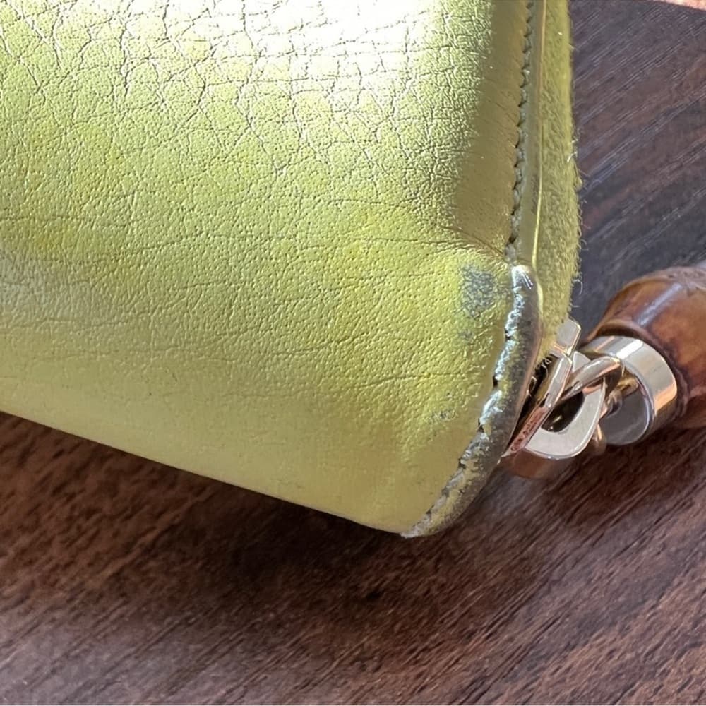 Authentic Gucci Bamboo collection long zip around wallet yellow - Thumbnail 8