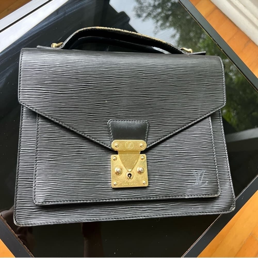 Authentic Louis Vuitton Monceau handbag black gold - Thumbnail 2