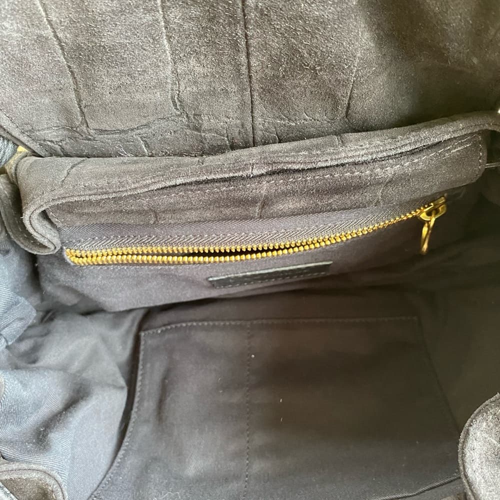 See by Chloe Cherry two way Suede shoulder bag black gold alligator - Thumbnail 4