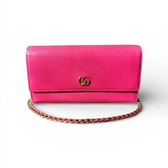Authentic Gucci Marmont wallet on chain hot pink gold - Thumbnail 13