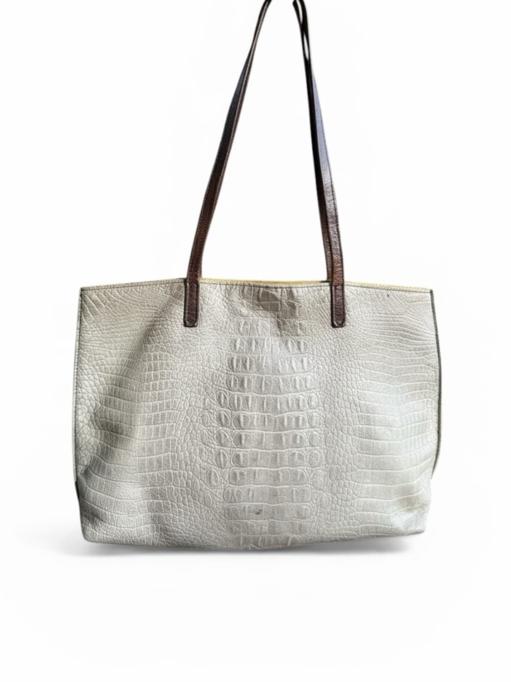 B May Crocodile embossed leather large tote grey - Thumbnail 8