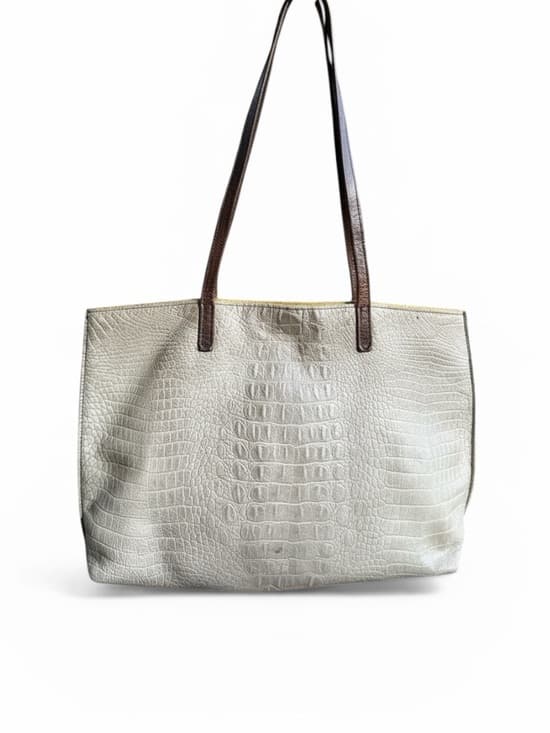 B May Crocodile embossed leather large tote grey - Thumbnail 9