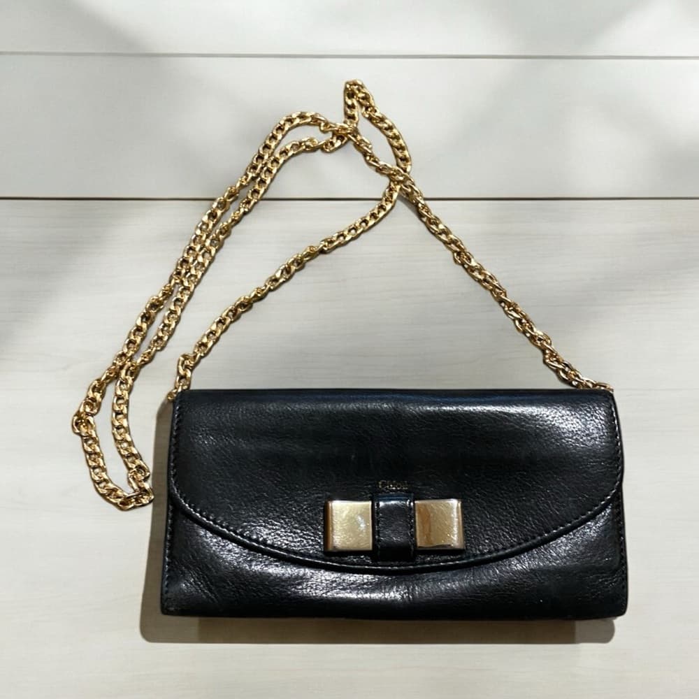Chloe Lilly leather wallet on chain crossbody black gold - Thumbnail 7