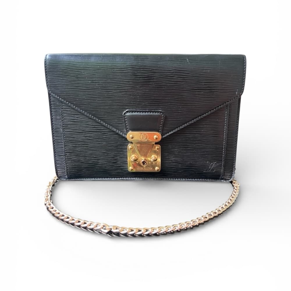 Authentic Louis Vuitton Epi Sellier handbag black gold - Thumbnail 12