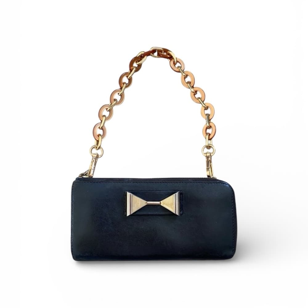 Chloe leather wallet on chain mini shoulder bag black gold - Thumbnail 14