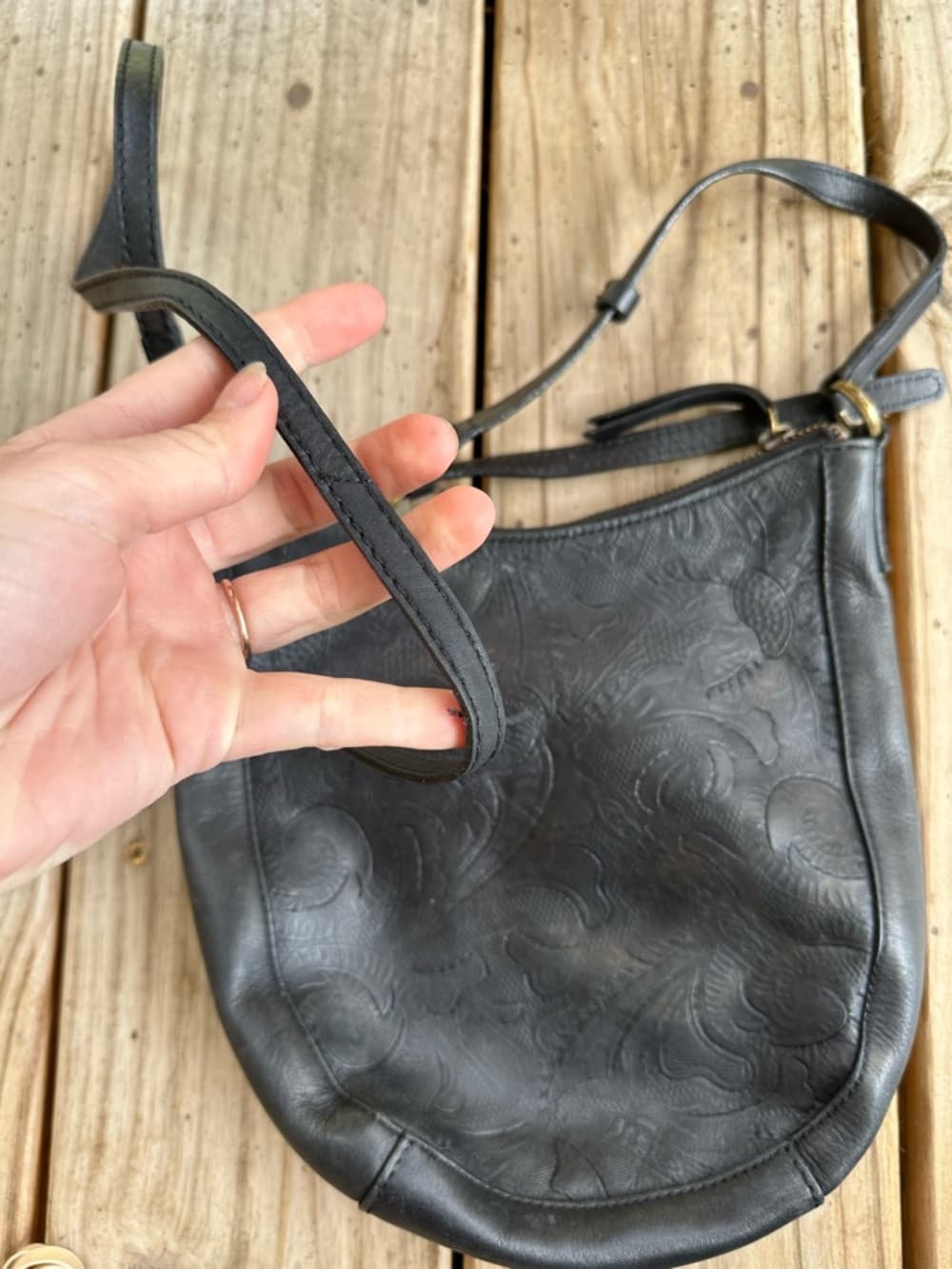 Vintage Y2K Lucky Brand leather bohemian crossbody bag black - Thumbnail 3