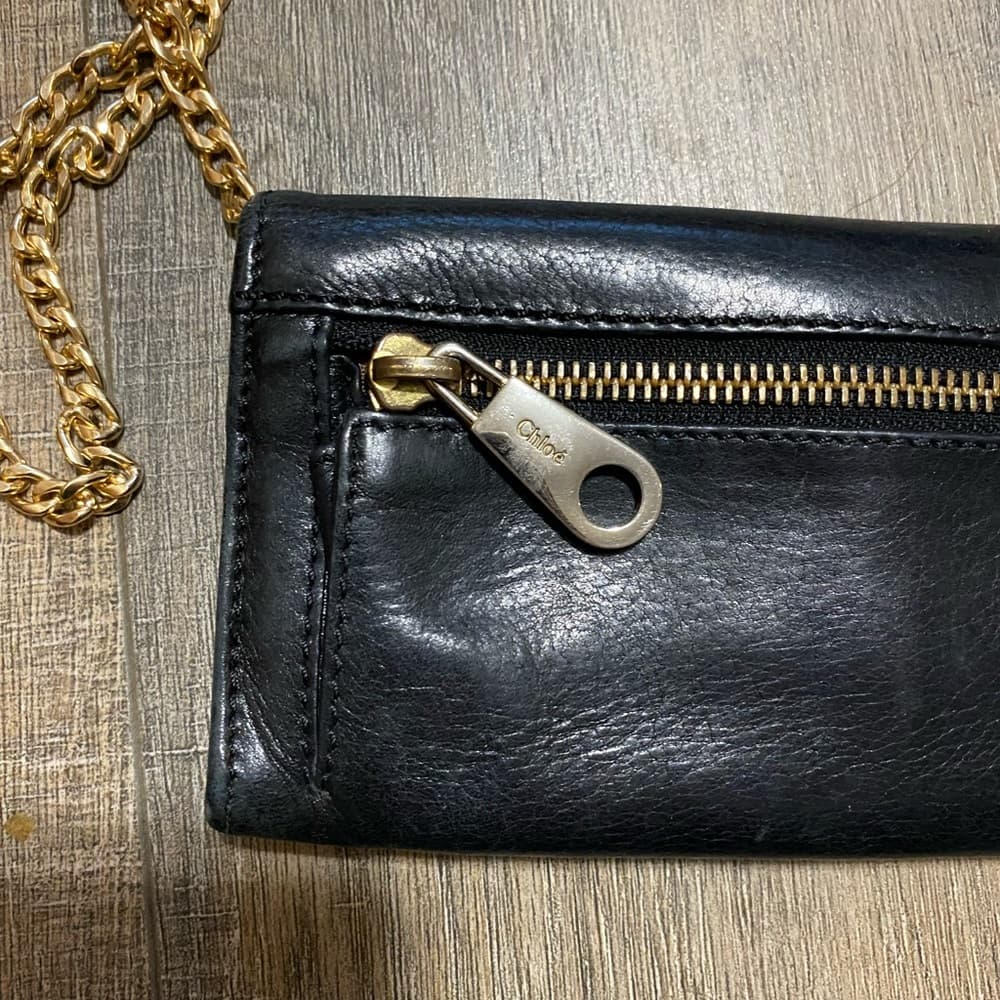 Chloe Lilly leather wallet on chain crossbody black gold - Thumbnail 2