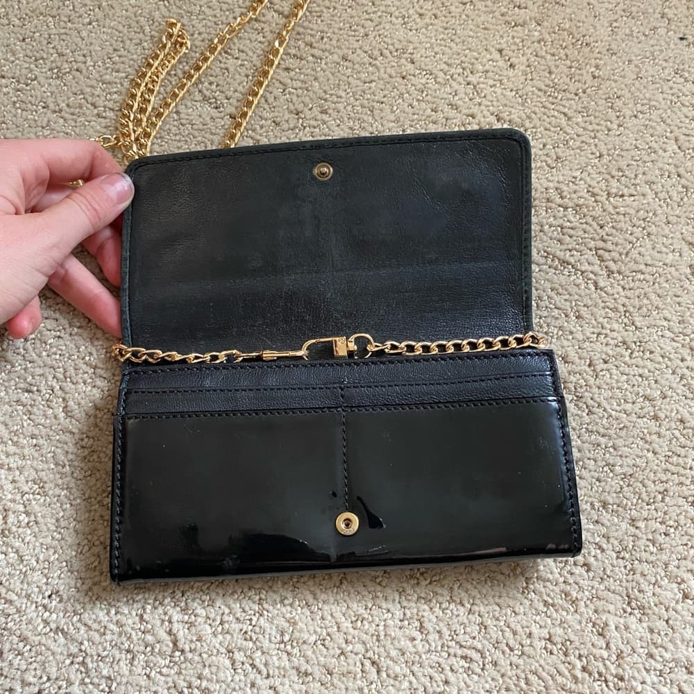 Chloe Eclipse black patent leather wallet on chain gold crossbody - Thumbnail 2