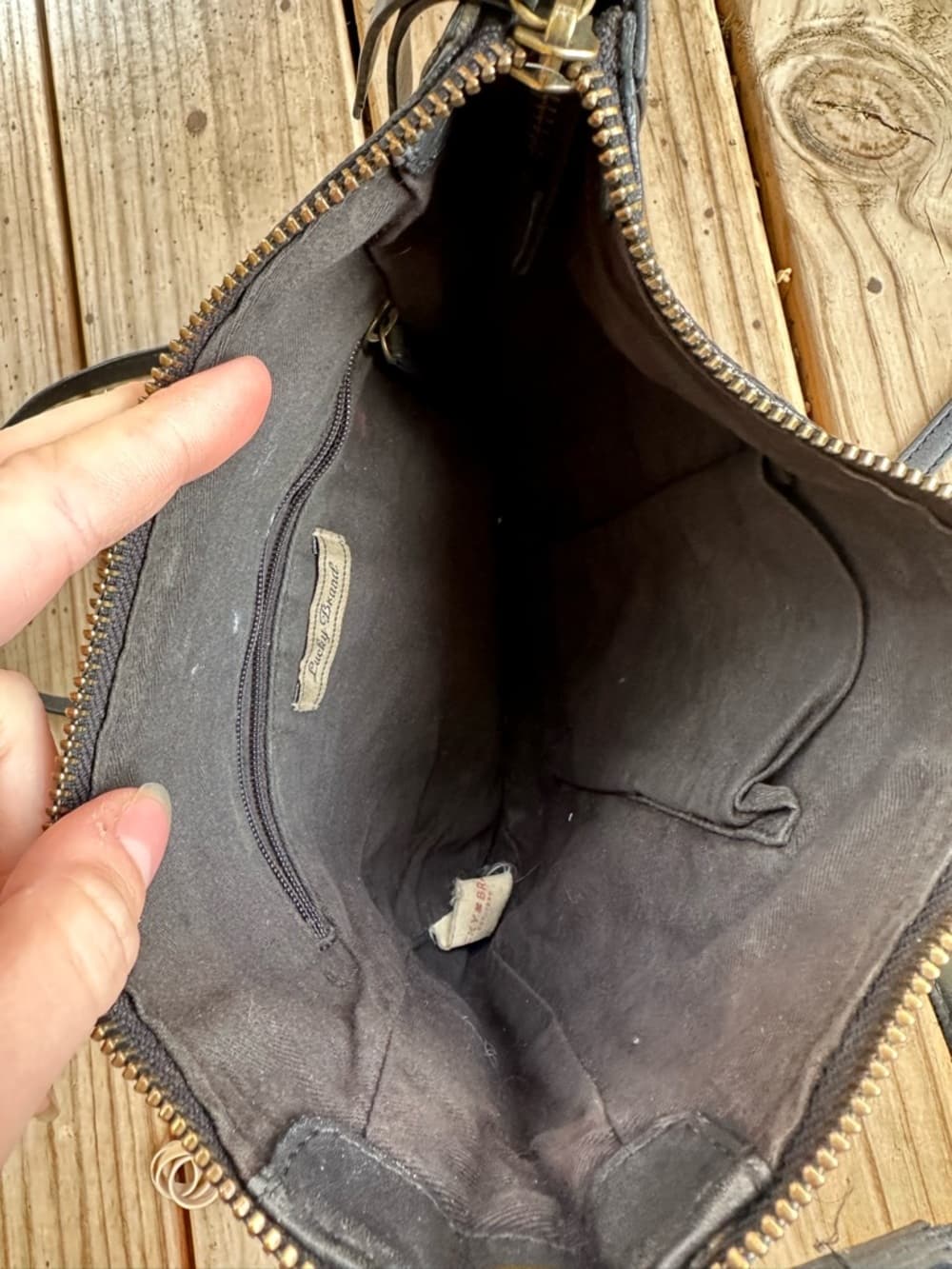 Vintage Y2K Lucky Brand leather bohemian crossbody bag black - Thumbnail 4
