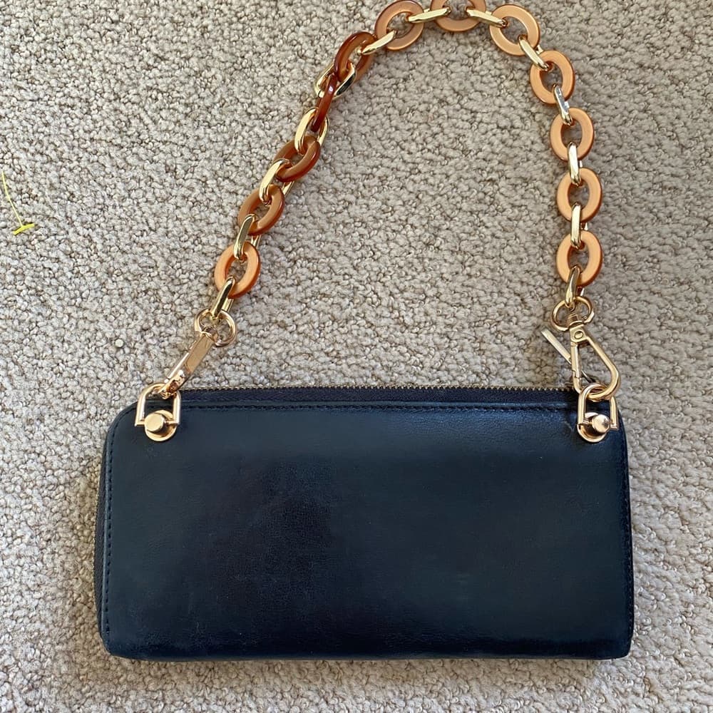 Chloe leather wallet on chain mini shoulder bag black gold - Thumbnail 3