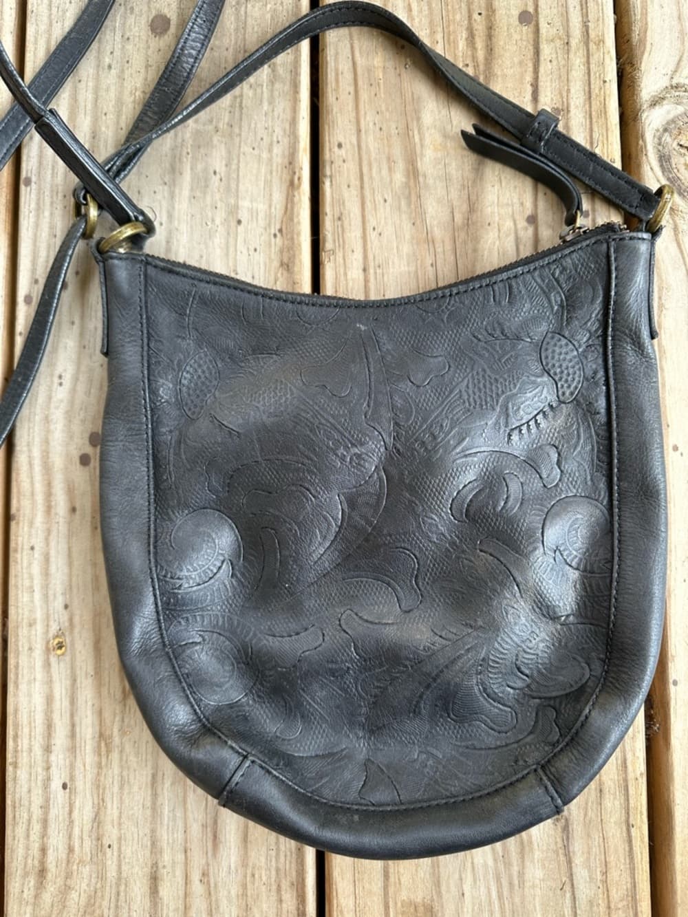 Vintage Y2K Lucky Brand leather bohemian crossbody bag black - Thumbnail 2