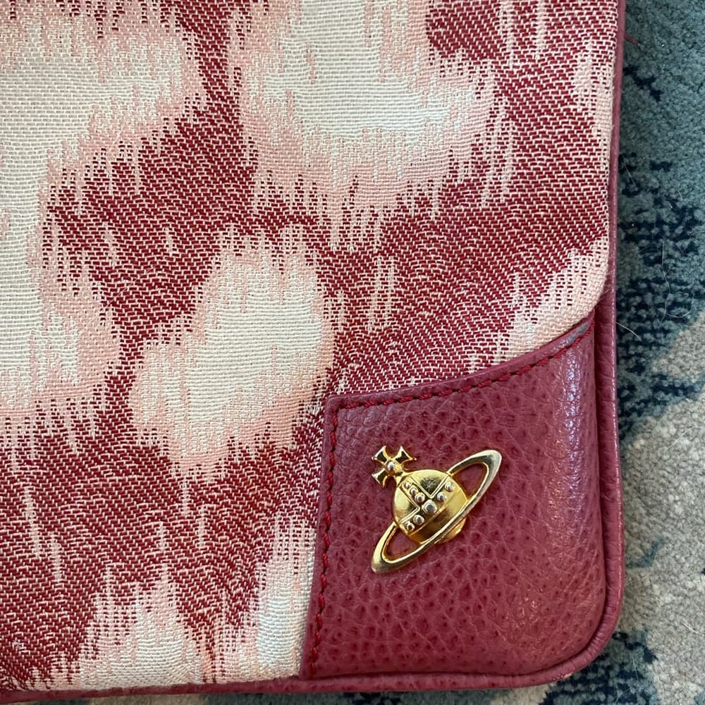 Vivienne Westwood leopard canvas leather crossbody bag pink gold - Thumbnail 8