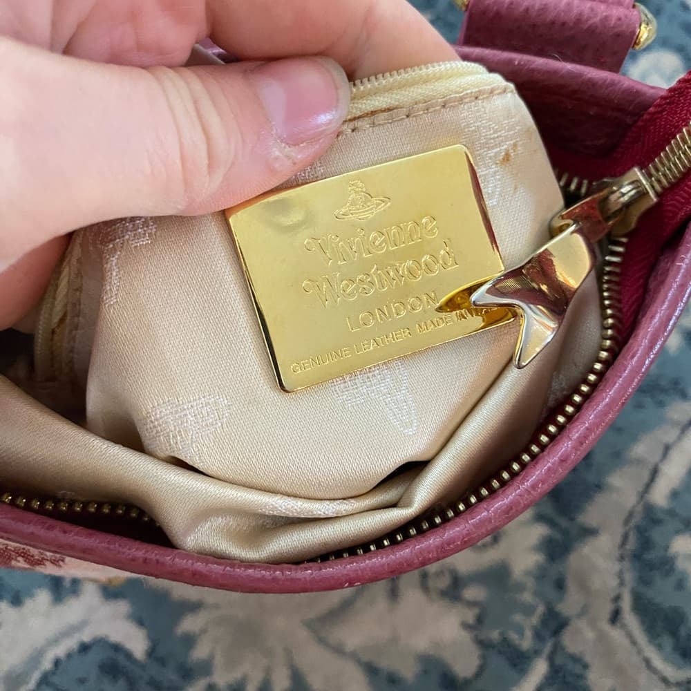 Vivienne Westwood leopard canvas leather crossbody bag pink gold - Thumbnail 4