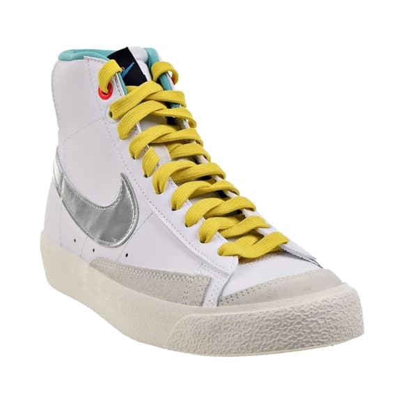 Nike Blazer Mid '77 Big Kids' Shoes White/Vivid Sulfur/Washed Teal/ Silver - Thumbnail 9