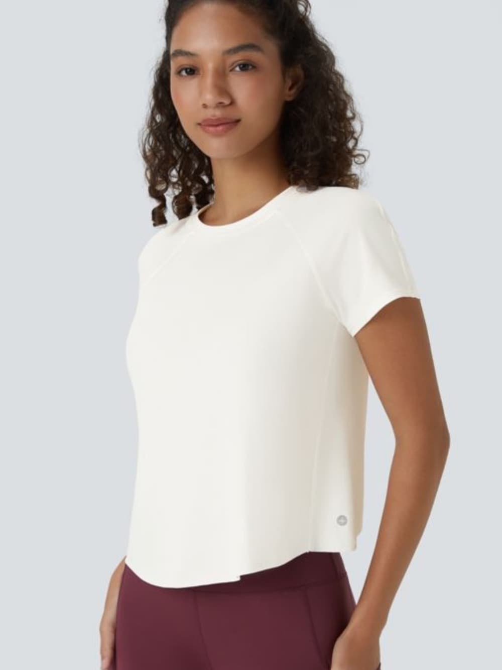NWOT Halara Contrast Mesh Hem Short Sleeve InstantCool Yoga Sports Top white - Thumbnail 5