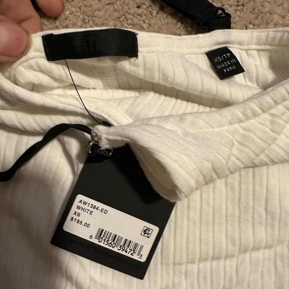 NWT ATM ANTHONY THOMAS MELILLO Micro Modal Crossback Bodysuit Size XS White - Thumbnail 4