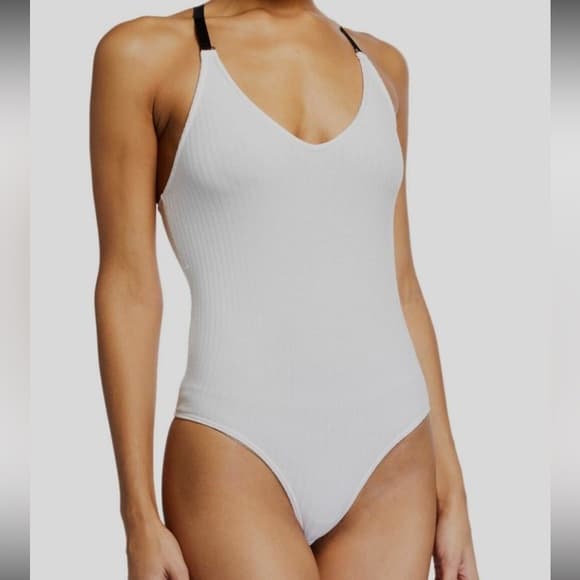 NWT ATM ANTHONY THOMAS MELILLO Micro Modal Crossback Bodysuit Size XS White - Thumbnail 6
