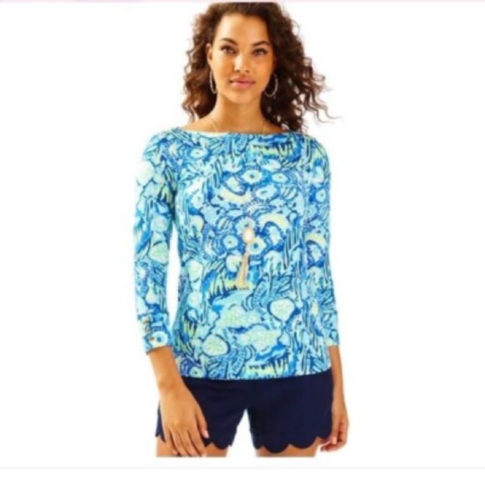 Lilly Pulitzer Alinda top Indigo Sunset Swim xs - Thumbnail 3