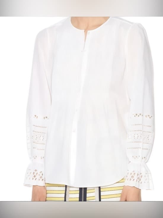 Veronica Beard Milli eyelet long sleeve top - Thumbnail 7