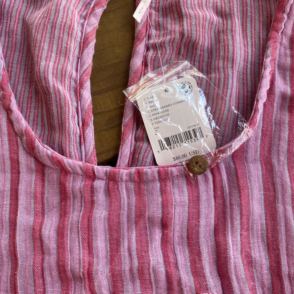 NWT Free People Annabelle striped top strawberry combo - Thumbnail 3