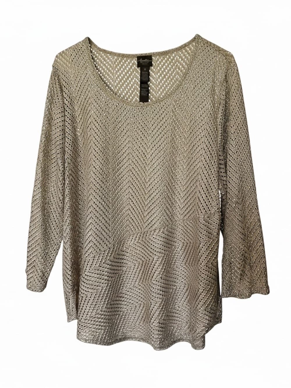 NWT Chico’s Travelers chevron knit blouse beige - Thumbnail 6