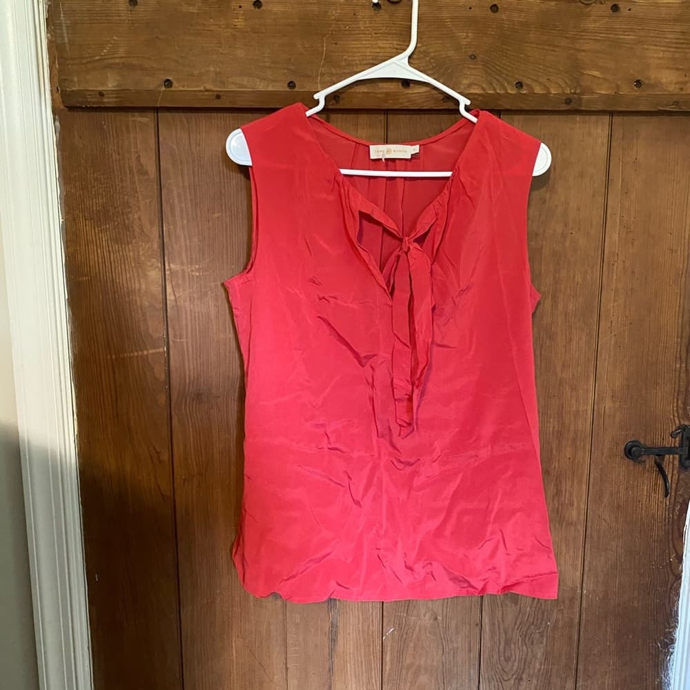 NWOT Tory Burch Jess 100% silk blouse red small