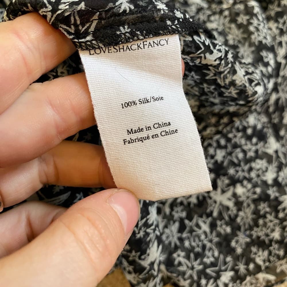 Love Shack Fancy star print 100% silk blouse black - Thumbnail 6