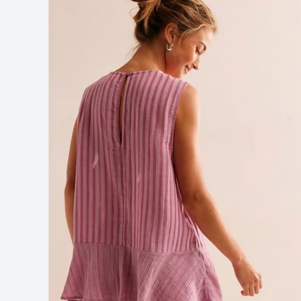 NWT Free People Annabelle striped top strawberry combo