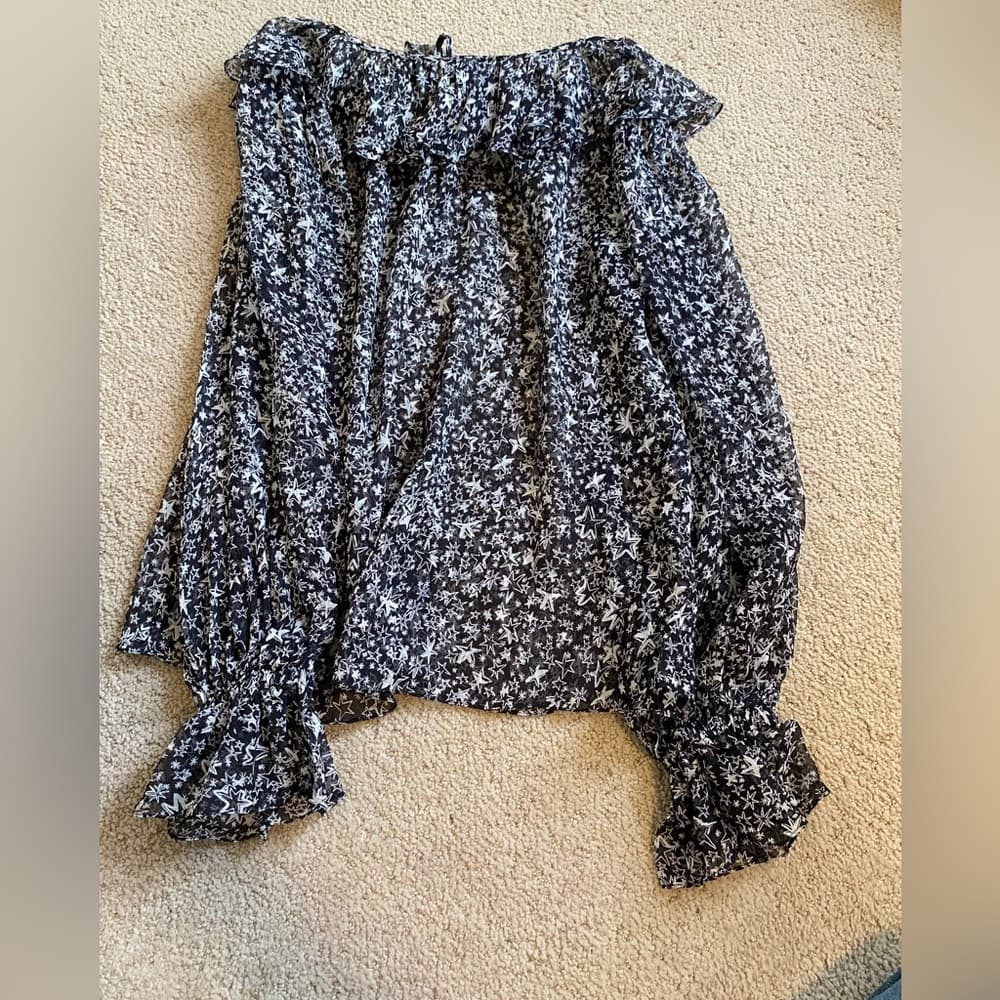 Love Shack Fancy star print 100% silk blouse black - Thumbnail 5