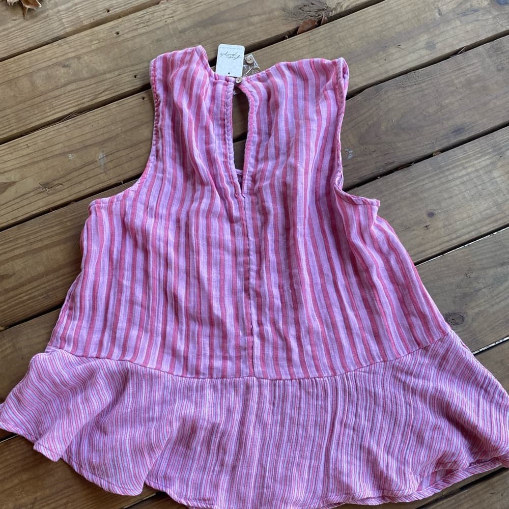 NWT Free People Annabelle striped top strawberry combo - Thumbnail 4