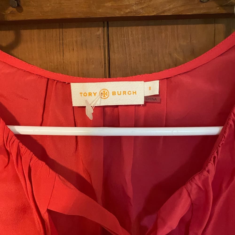 NWOT Tory Burch Jess 100% silk blouse red small - Thumbnail 2