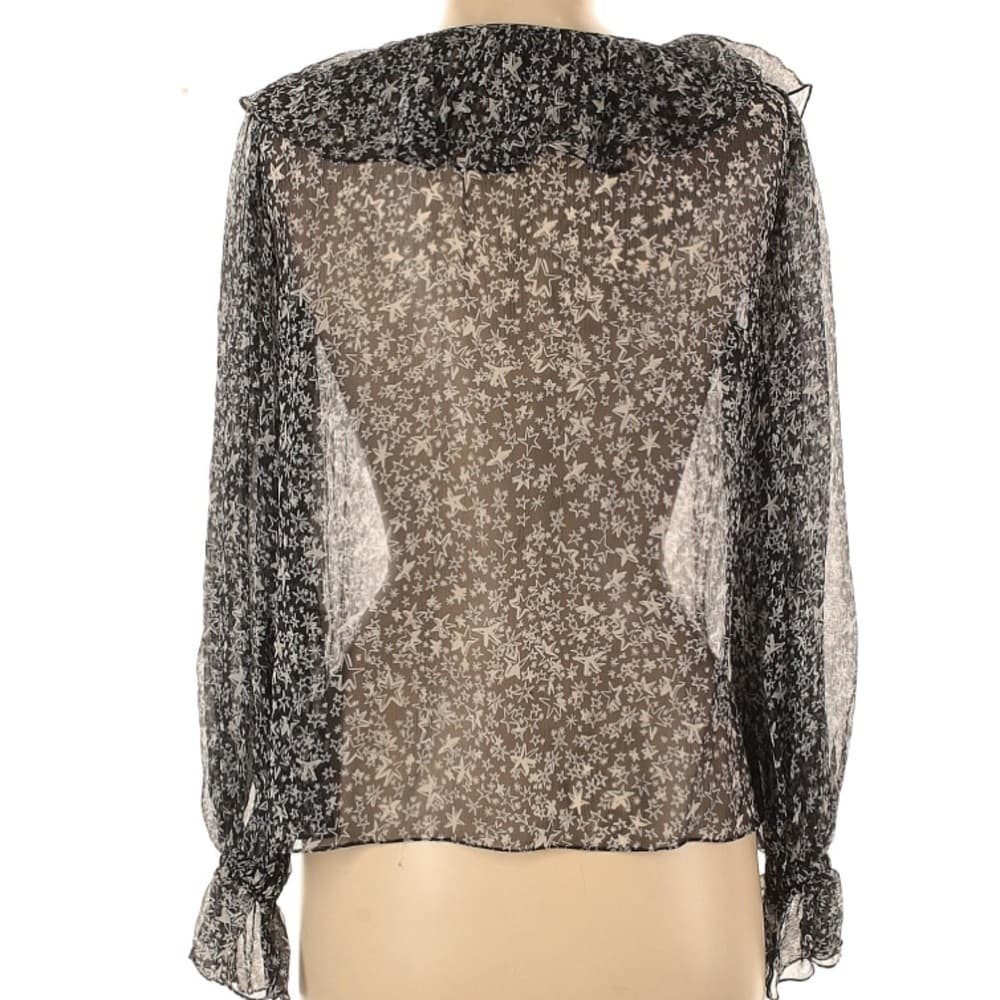 Love Shack Fancy star print 100% silk blouse black - Thumbnail 3