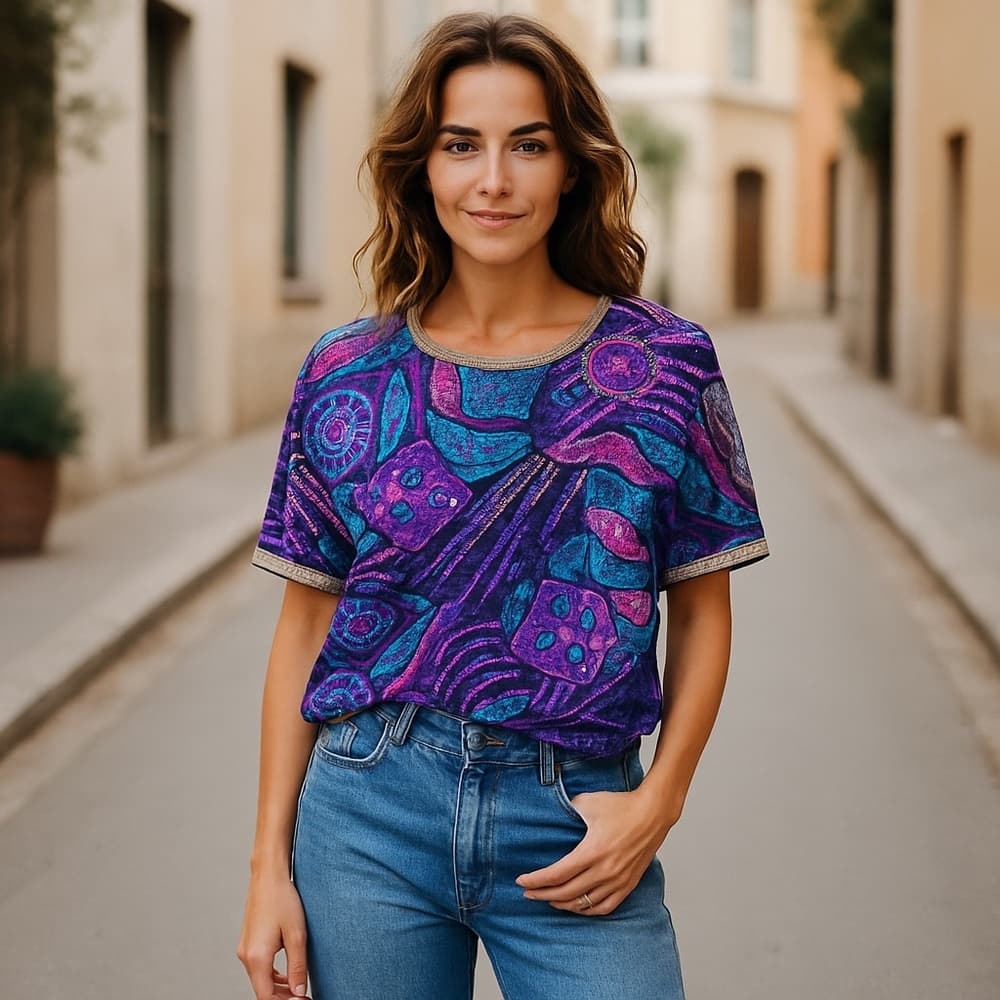 Vintage Lillie Rubin silk sequin beaded geometric abstract blouse 1980