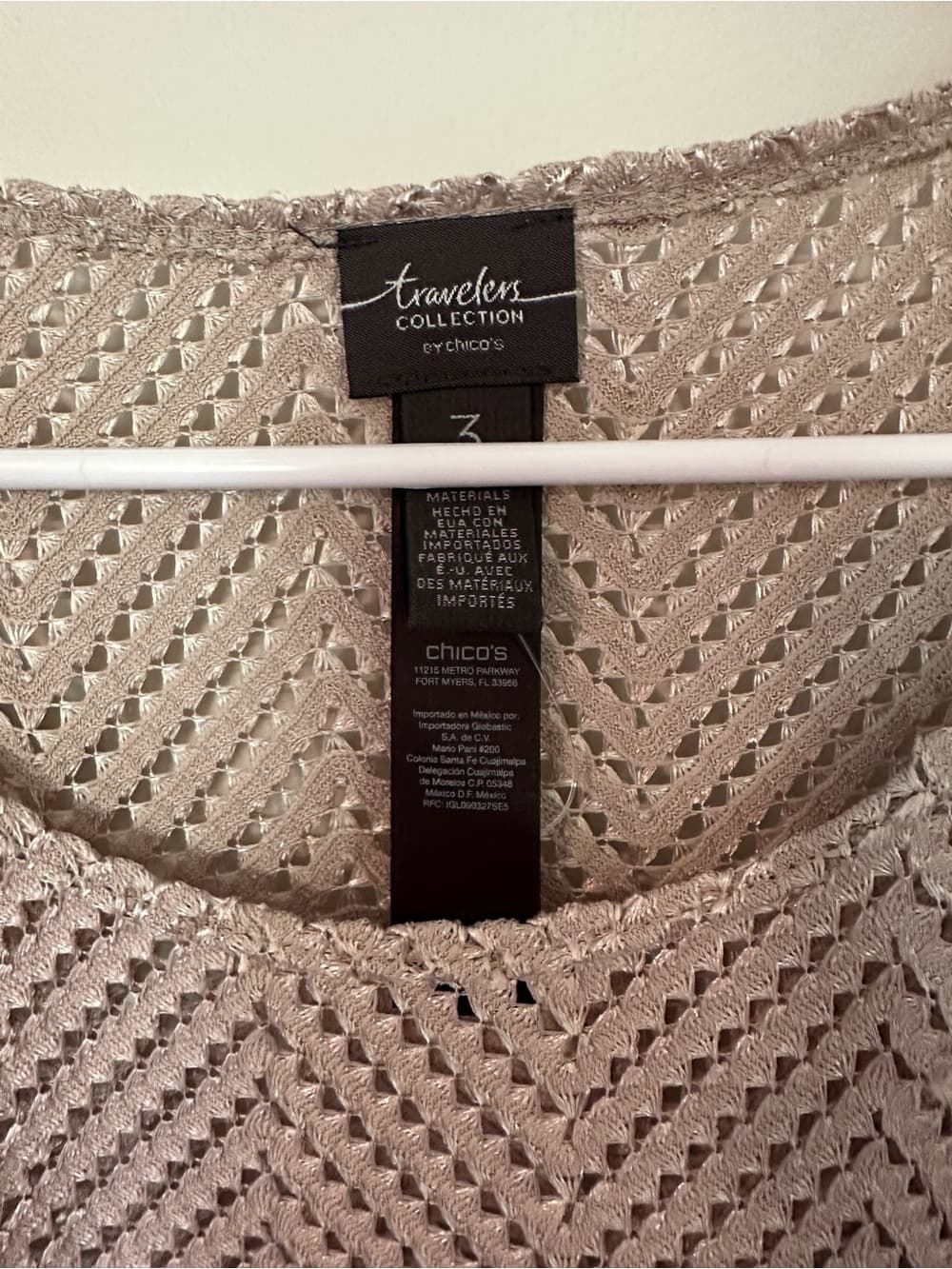 NWT Chico’s Travelers chevron knit blouse beige - Thumbnail 2