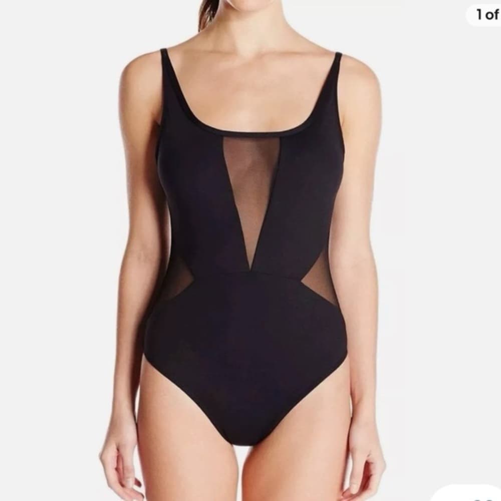 La Blanca mesh insert one piece swimsuit black - Thumbnail 4