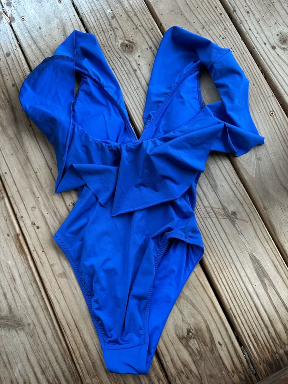 Trina Turk Indo ruffle one piece swimsuit blue - Thumbnail 3