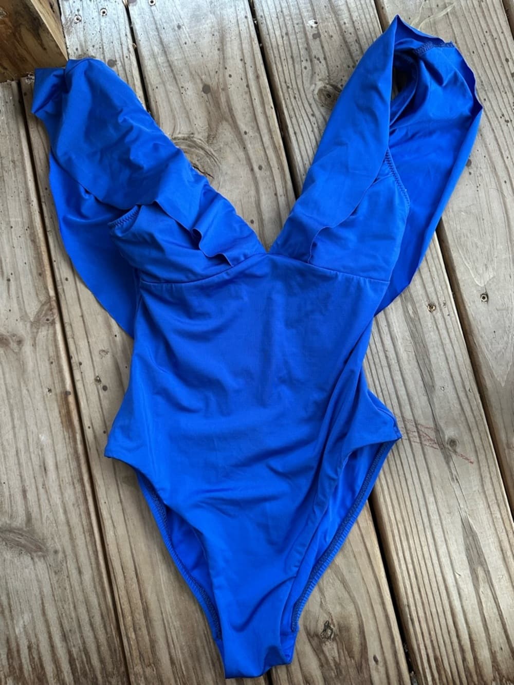 Trina Turk Indo ruffle one piece swimsuit blue - Thumbnail 2