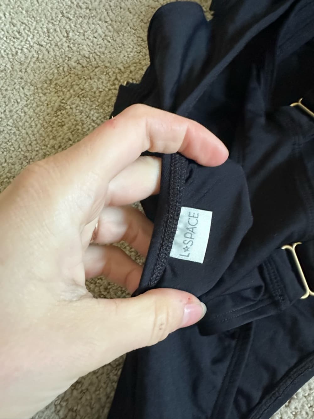 NWOT L*Space Mayra side cutout one piece swimsuit black gold - Thumbnail 3
