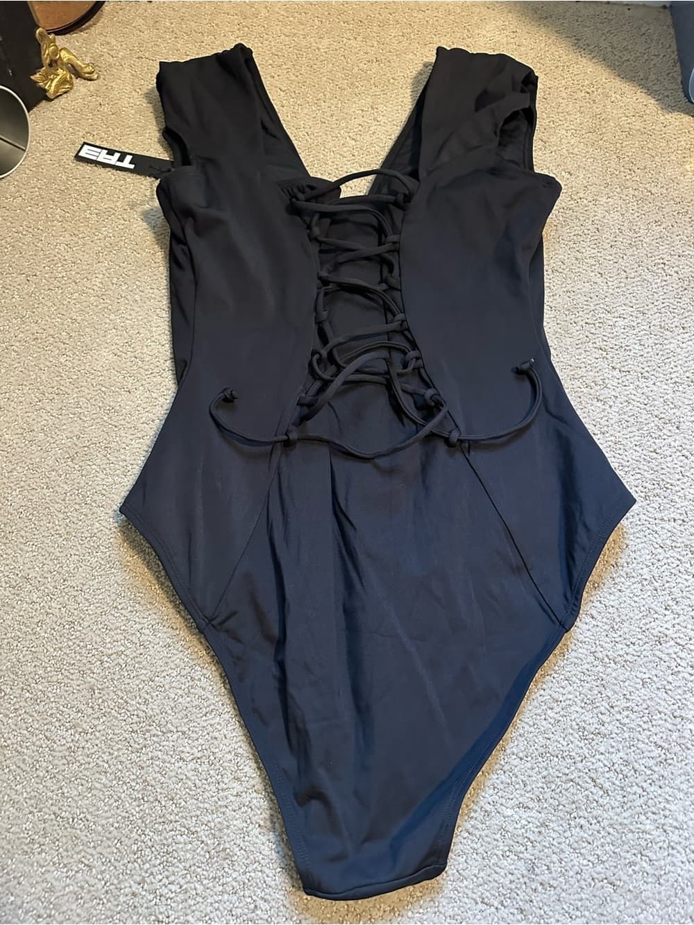 NWOT TA3 Plungey Muscle one piece swimsuit black large extra long - Thumbnail 2