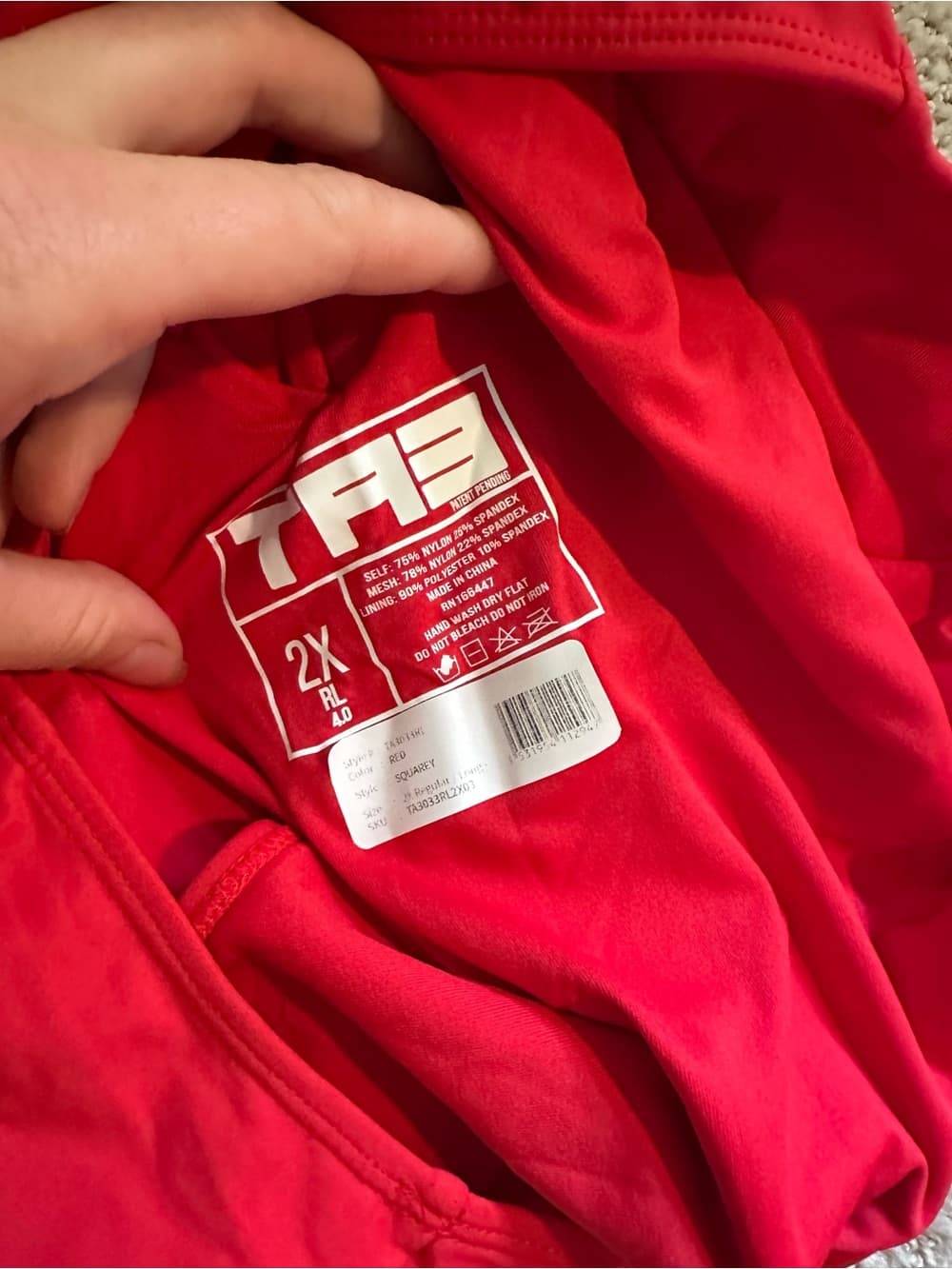 NWOT TA3 Squarey one piece swimsuit red 2x regular - Thumbnail 3