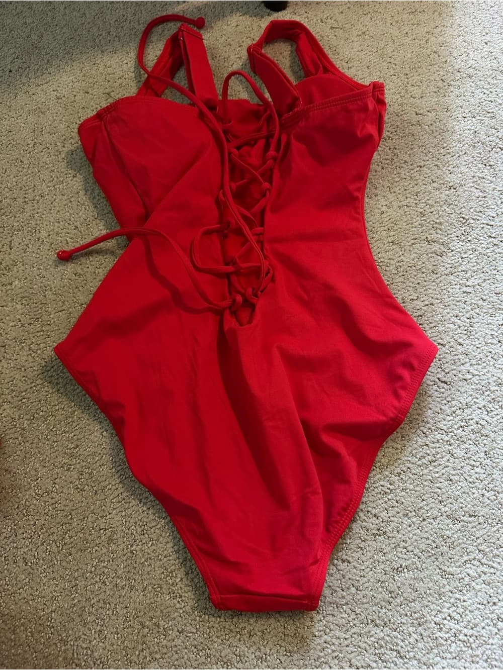NWOT TA3 Squarey one piece swimsuit red 2x regular - Thumbnail 2