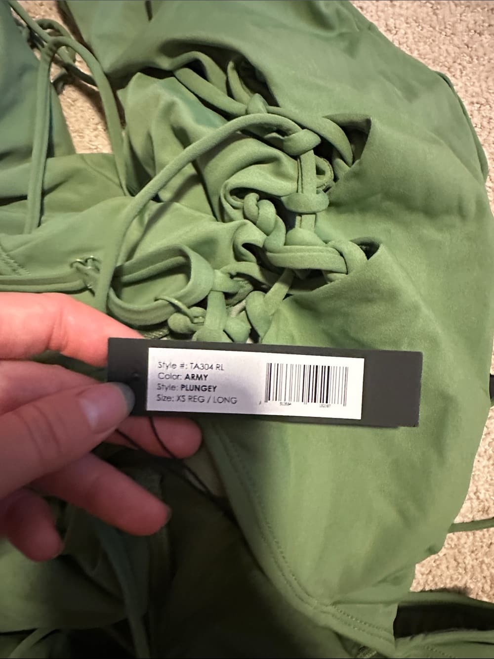 NWT TA3 Plungey one piece swimsuit army green extra small regular - Thumbnail 3