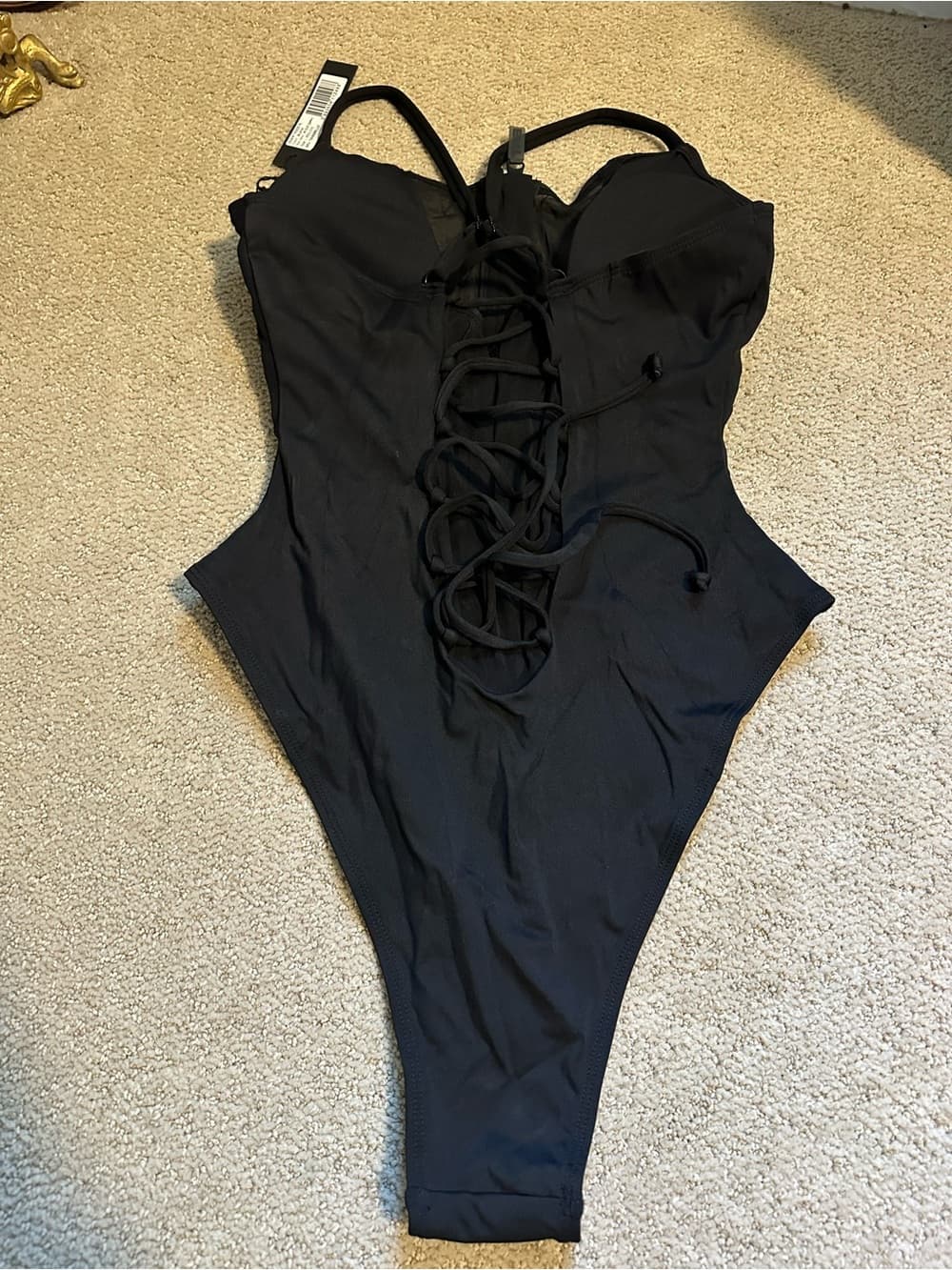 NWT TA3 Hi Cut Zippy one piece swimsuit black large - Thumbnail 2