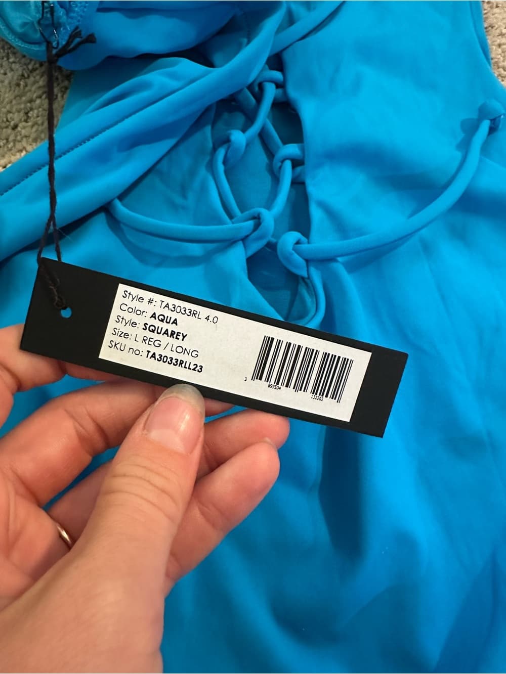 NWT TA3 Squarey one piece swimsuit Aqua large regular - Thumbnail 3