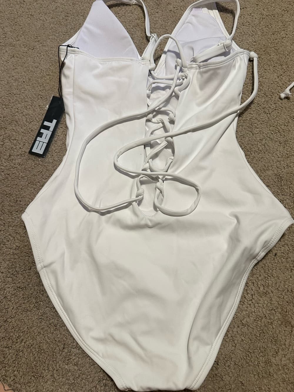 NWT TA3 Plungey one piece swimsuit white medium short - Thumbnail 2