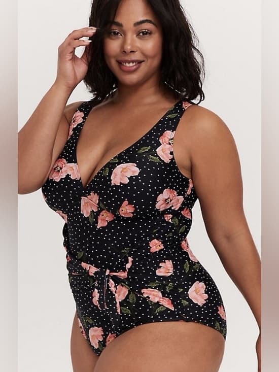 Torrid floral tie front one piece swimsuit - Thumbnail 6
