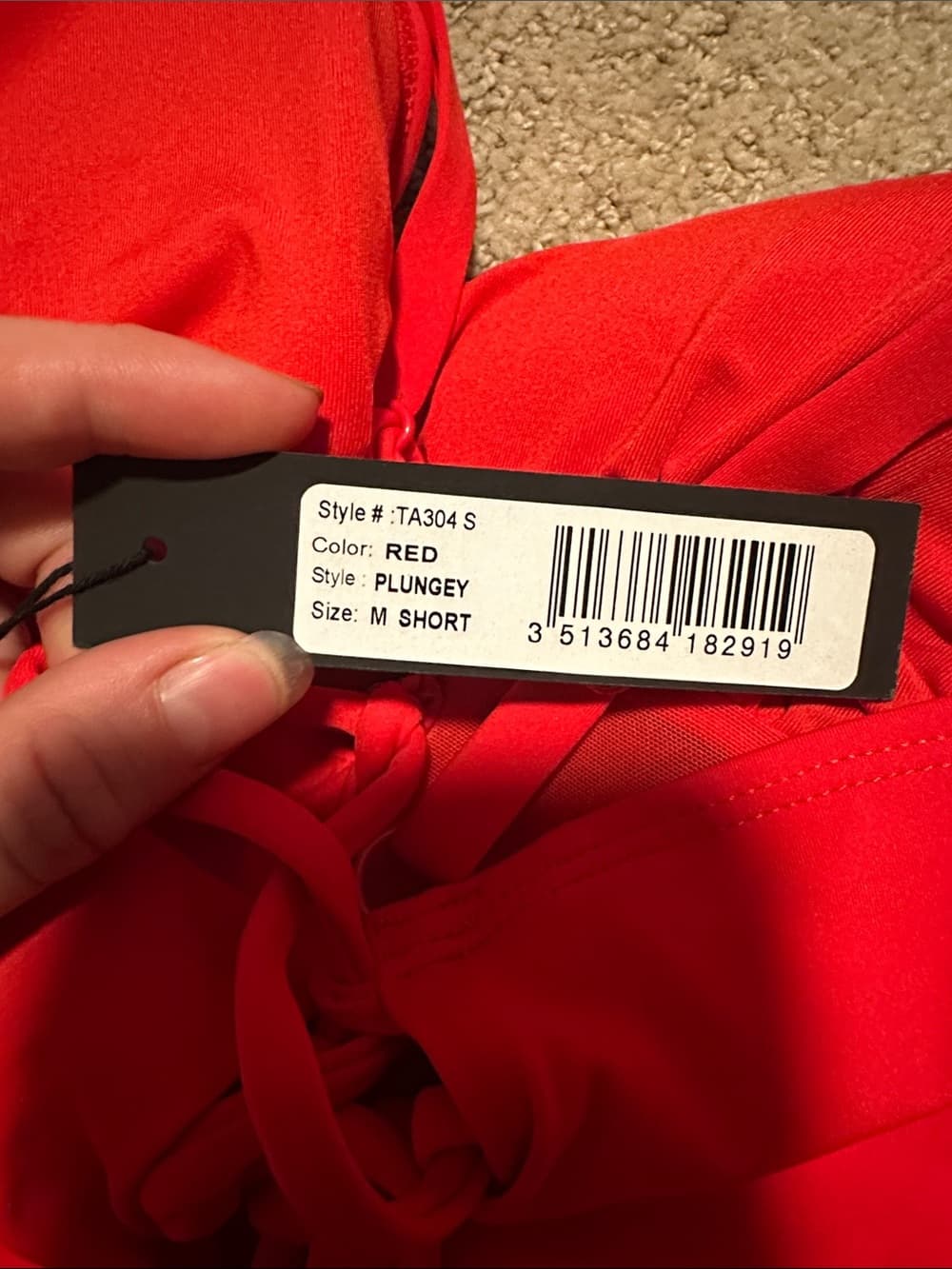 NWT TA3 Plungey one piece swimsuit red medium short - Thumbnail 3