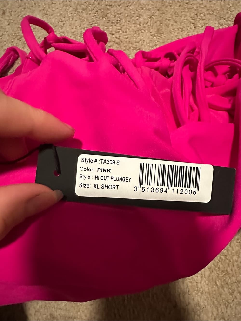 NWT TA3 Plungey one piece swimsuit pink extra large short - Thumbnail 3