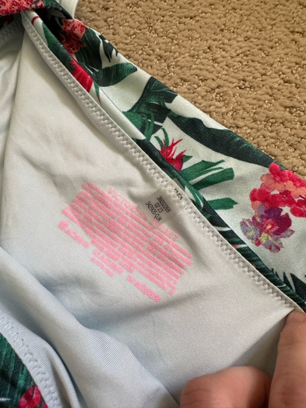Victoria’s Secret tropical palm one shoulder cut out swim suit - Thumbnail 3