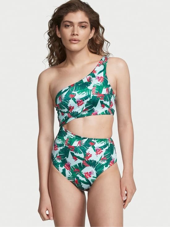 Victoria’s Secret tropical palm one shoulder cut out swim suit - Thumbnail 5